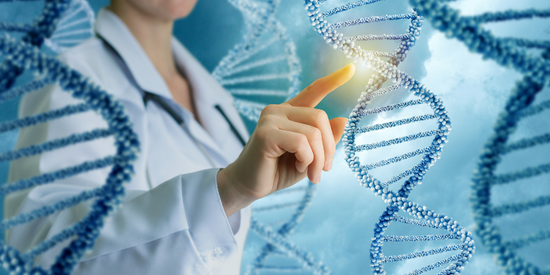 Doctor touching DNA